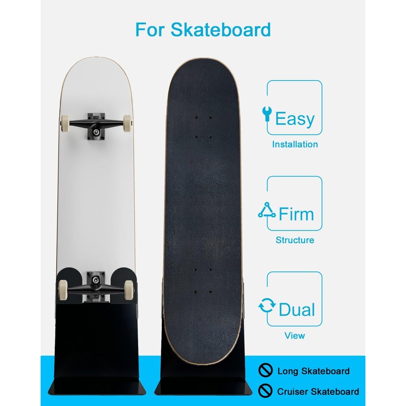 FEYRUN Portable Skateboard Floor Stand, Dual View Storage and Display