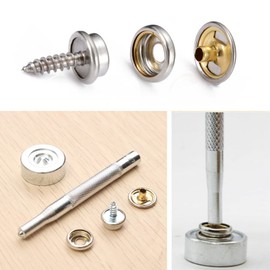 32 Pcs Screw Snap Fastener Kit Silver Canvas Snaps Kit Stainless Steel Snap Fasteners Press Stud Kit for DIY Projects Boat Cover Wood Leather Crafts - 15mm