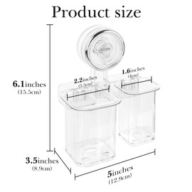 Linkidea Wall Mount Toothbrush Holder for Bathroom, Plastic Self Adhesive 2 Slot Tooth Brush Hanger Organizer, Compatible with Oral-B iO Series, Sonicare ProtectiveClean, 7AM2M (Transparent)