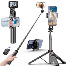 Selfie Stick Tripod Stand, VISOOP 51.5''/131CM Lightweight & Portable Tripod with Remote & Separated Phone Holder, Extendable Selfie Stick for Taking Photos Videos Vlog Tiktok YouTube for Traveling