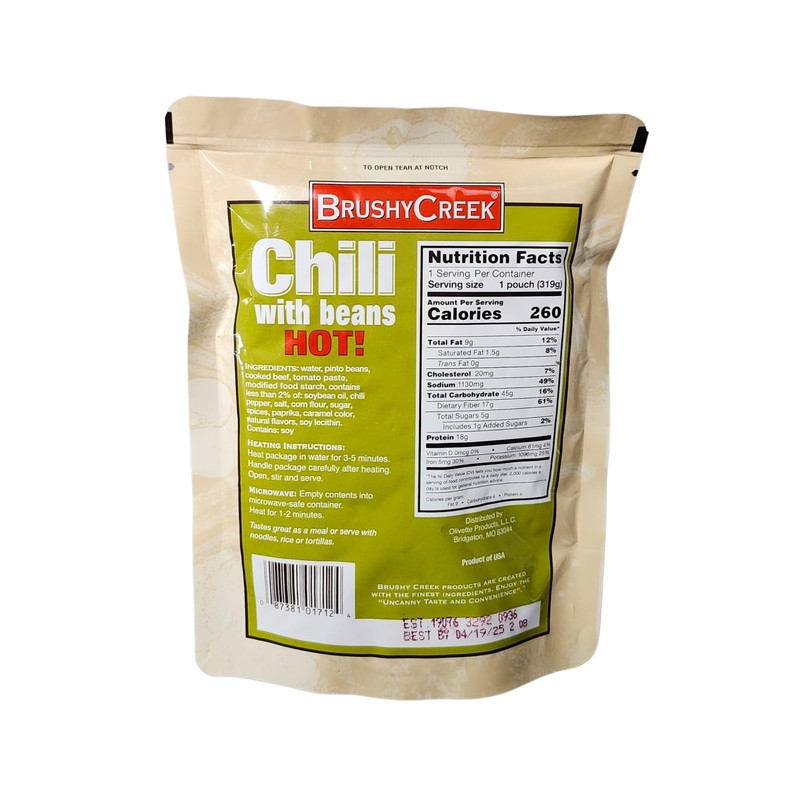 Generic Brushy Creek Hot Chili with Beans, 11.25 oz, Pack