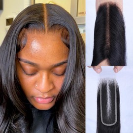 Ankina SKINLIKE 2x6Real HD Lace Closure Human Hair Straight Invisible HD Lace Closure Single Knots 0.1mm Ultra-thin Pre Plucked Natural Hairline 22 Inch (Natural Black- 2x6 HD Lace Closure, 16 Inch)