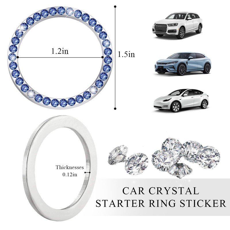 JUSTTOP 2PCS Car Bling Crystal Rhinestone Engine Start Ring Decals,