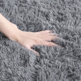 AROGAN Grey Fluffy Rugs for Bedroom Living Room, Shag Area Rugs for Nursery Kids Girls Room, Plush Fur Rug for Playroom Dorm, 3x5 Feet