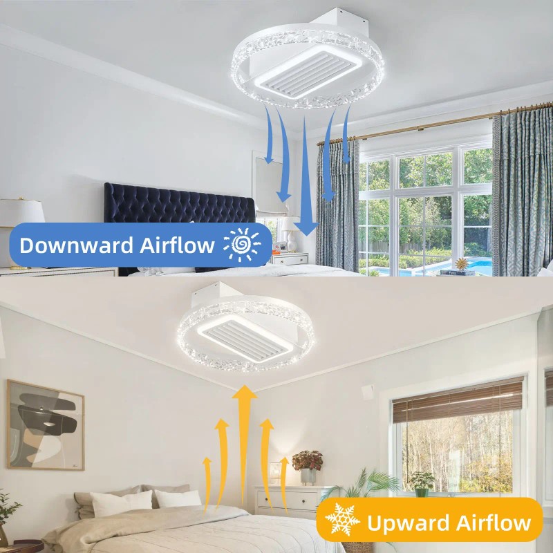Modern LED Ceiling Fan 20 Inch Remote Control Reversible Motor