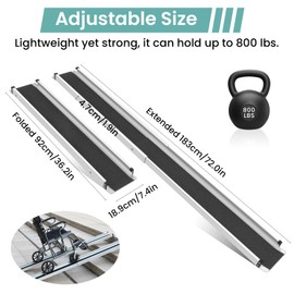 Wheelchair ramp 6FT, Lightweight, Retractable and Portable, can be Used for Wheelchair ramps, Comes with a Handbag