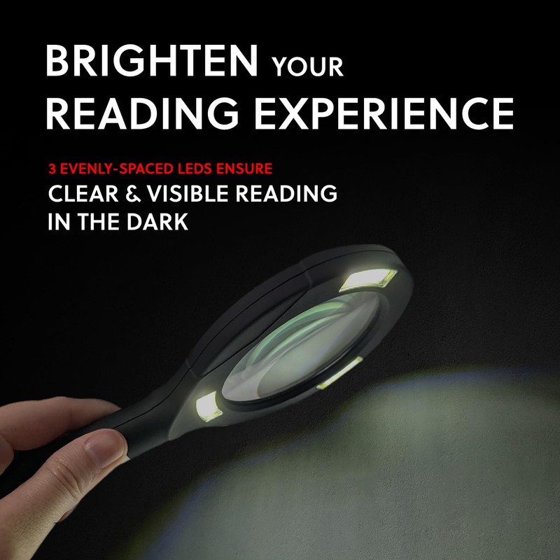Flipo Magnifying Glass with Light - 5X Portable Large Handheld