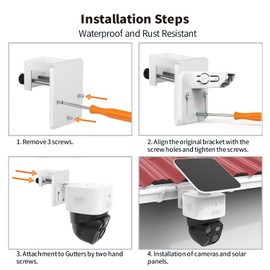 Tonton Gutter Mount Bracket Compatible with Eufy Security SoloCam S340, SoloCam E30, and Eufy 4G LTE Cam S330, Adjustable Weatherproof Camera Mount for Solar Security Camera, Stainless Steel Bracket