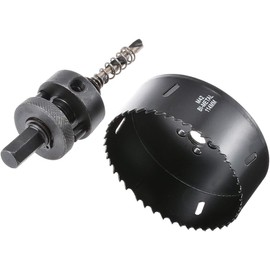 HOHXEN 114mm HSS Hole Saw, High Speed M42 Bi-Metal Wood Hole Dill Bit with Heavy Duty Arbor, Round Drill Cutter for Fiberboard, Wood, Plastic, Drywall, Thin Metal, Plasterboard, Copper - Black