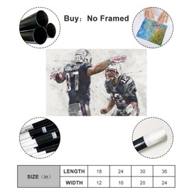Tom Brady And Rob Gronkowski Poster Sports Poster Canvas Poster Bedroom Decor Sports Landscape Office Room Decor Gift Unframe-style 12x18inch(30x45cm)