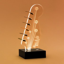 Bomiclss Guitar Pick Holder, Light Up Acrylic Guitar Plectrum Display, Music Gifts for Men Guitarist Music Lovers Players