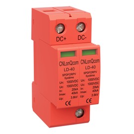CNLonQcom DC Surge Protection PV System DC1000V 40kA 2P T2 Surge Protector for Solar Photovoltaic 35 mm DIN Rail Mounting