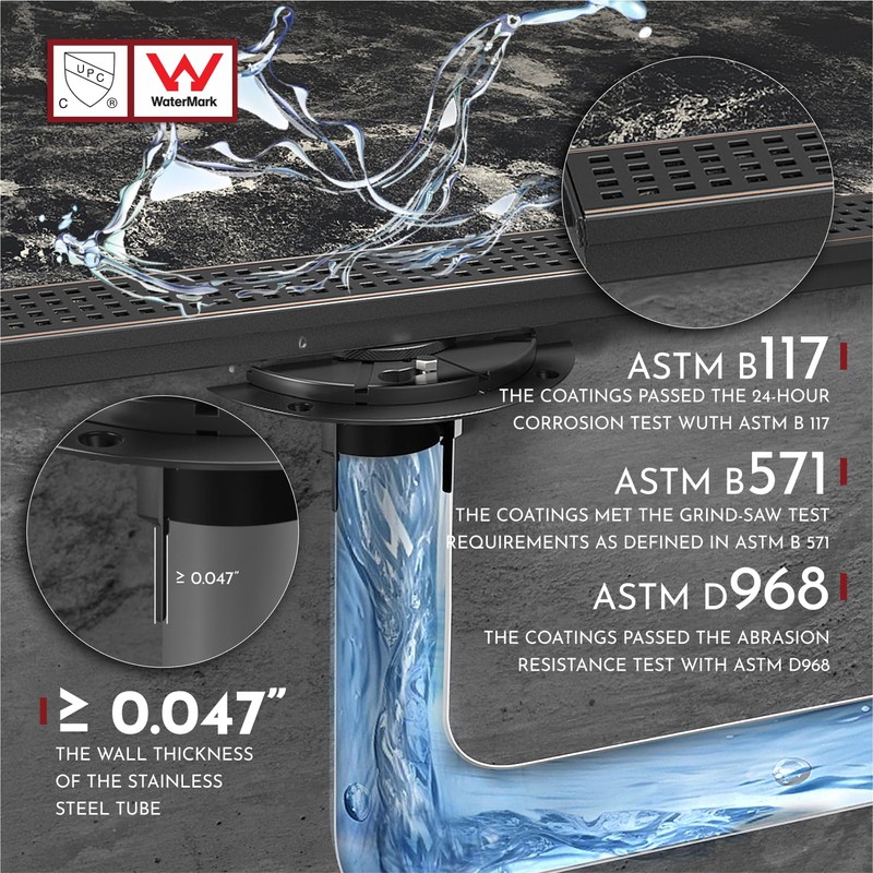 WEBANG 24 Inch Linear Shower Drain Rectangular Floor Drain with