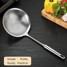 GREATLINK Large Professional Skimmer Slotted Spoon,304 Stainless Steel Slotted Spoon With Extra Large Bowl & Comfortable Handle,Durable Food Grade Strainer Spoon, Draining Frying For Kitchen Cooking