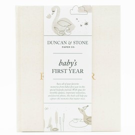 Libro de primer año para bebé (crema, 112 páginas) – Álbum de fotos del primer año del bebé de memoria y hito del primer año – Regalo de recuerdo de libro para bebé