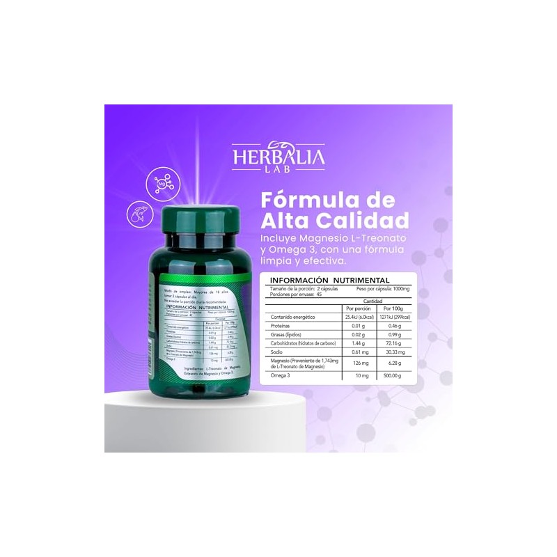 Treonato de Magnesio + Omega 3 1000 mg - Suplemento