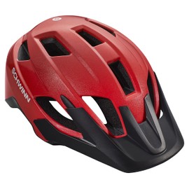 Schwinn Yahara ERT Bike Helmet for Adult Men Women Ages 14 and Up, Can Fit Head Circumference 58-62 cm, 14 Vents, Removable Visor, Adjustable Fit, Large Red