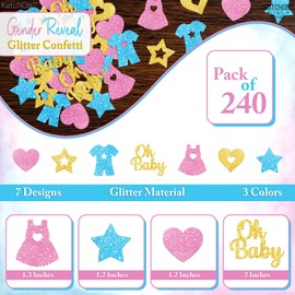 KatchOn Gender Reveal Table Confetti - Pack of 240 | Oh Baby Confetti for Baby Shower Table Decorations