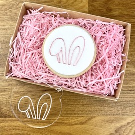 LissieLou Mini Floppy Bunny Ears Cookie Embosser Easter Icing Fondant Stamp - Clear