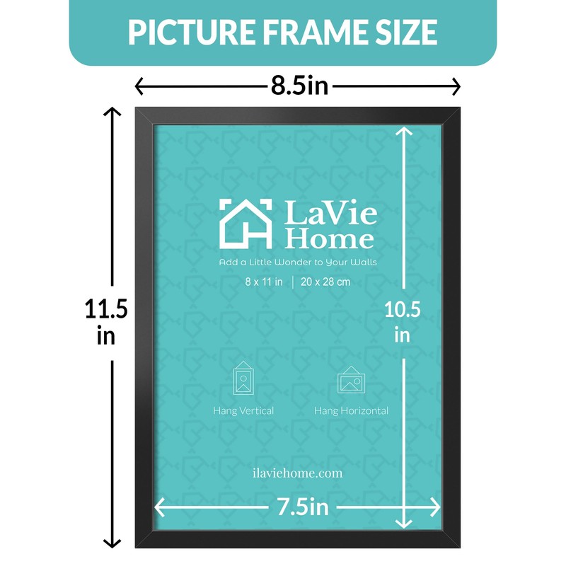 LaVie Home 8x11 Picture Frame for Wall Display, 8x11 Black
