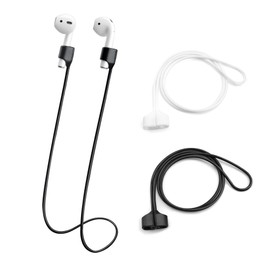 BlingKingdom 2 PCS Magnetic Anti-Lost Straps Soft Silicone Wireless Earbud Lanyards for Sports Running (Black and White)