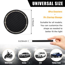 Ziciner 4 Pack Bling Car Cup Coaster, Crystal Soft Rubber Cup Holder Insert Coaster, Anti-Slip Rhinestone Drink Cup Mat, Universal Interior Accessories for Car SUV Truck (Black&AB)