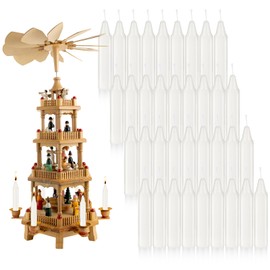 Nuanchu 36 Pcs Christmas Tree Candles for Pyramids 4 x 0.8 Inches Traditional Christmas Wax Candles for Xmas Tree Holiday Seasonal Celebration Decoration (White)