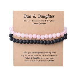 Matching Bracelets Gift for Dad Daughter Birthday Father's Day Gifts for Women Men Father Daughter Bracelet for 2 Long Distance Relationship Gifts for Dad Daughters Natural Stone Bracelet Set