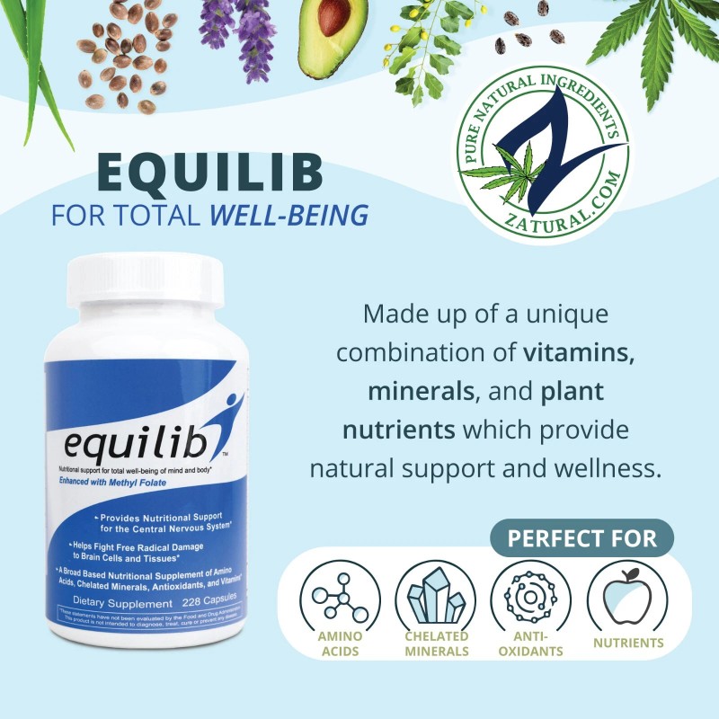 Equilib All Natural Supplement Capsules Enhanced with Methyl Folate, 228