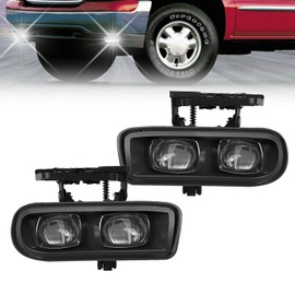 LED Fog Lights Compatible With 2000 2001 2002 2003 2004 2005 2006 GMC Yukon Pickup Truck / 1999 2000 2001 2002 GMC Sierra, A Pair Of Fog Lamps With Housing And Clear Lens