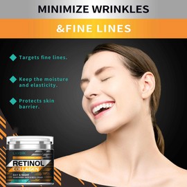Retinol Cream for Face with Hyaluronic Acid, Moisturizer Anti Aging Collagen Cream for Women and Men, Reduce Wrinkles, Fine Lines, Day and Night,1.7 Fl Oz