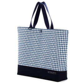 COLORFUL CANDY STYLE N7804800 Quilted Lesson Bag with Gusset, Boys, Girls, Quilting, Handbag, Tote Bag, Picture Book Bag, Large Navy Plaid / Navy