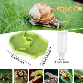 Taicols Turtle Water Bowl, Reptile Water Dispenser, Turtle Water Dispenser with Bottle, 2 in 1 Reptiles Automated Feeder for Turtles, Hamsters, Lizard (Green)