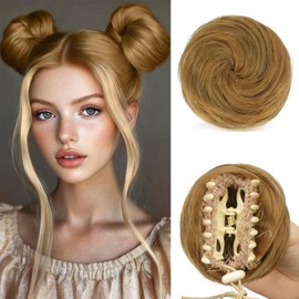 SOFEIYAN 2PCS Mini Claw Clip in Hair Bun Messy Cat Ears Hair Bun Extension Synthetic Donut Wig Accessory Updo Space Bun Hair Pieces for Women Girls