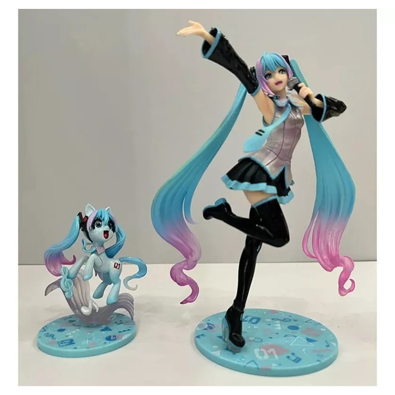 Jextech Figura Hatsune Miku Con Pequeño Pony Regalo Coleccion 21cm