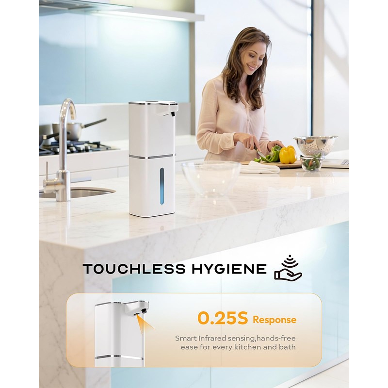 MTYGK Automatic Soap Dispenser Touchless, 6-Level Adjustable,13.5oz/400ml Rechargeabled Wall Mounted