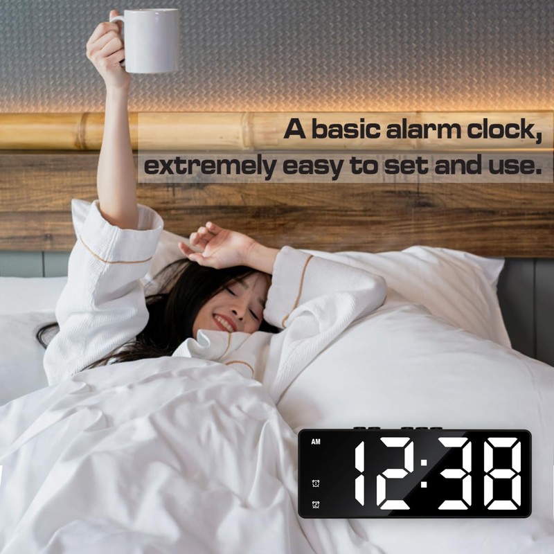 Königswerk Digital Alarm Clock,LED Electronic Clocks Large Display, Adjustable Brightness,