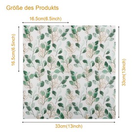 Pack of 60 Komoke Napkins Eucalyptus Green | Sage Green Fabric Napkins with Leaf Pattern | Wedding Napkins & Christening Decoration | Elegant Table Decoration for Garden Parties | Napkins Green