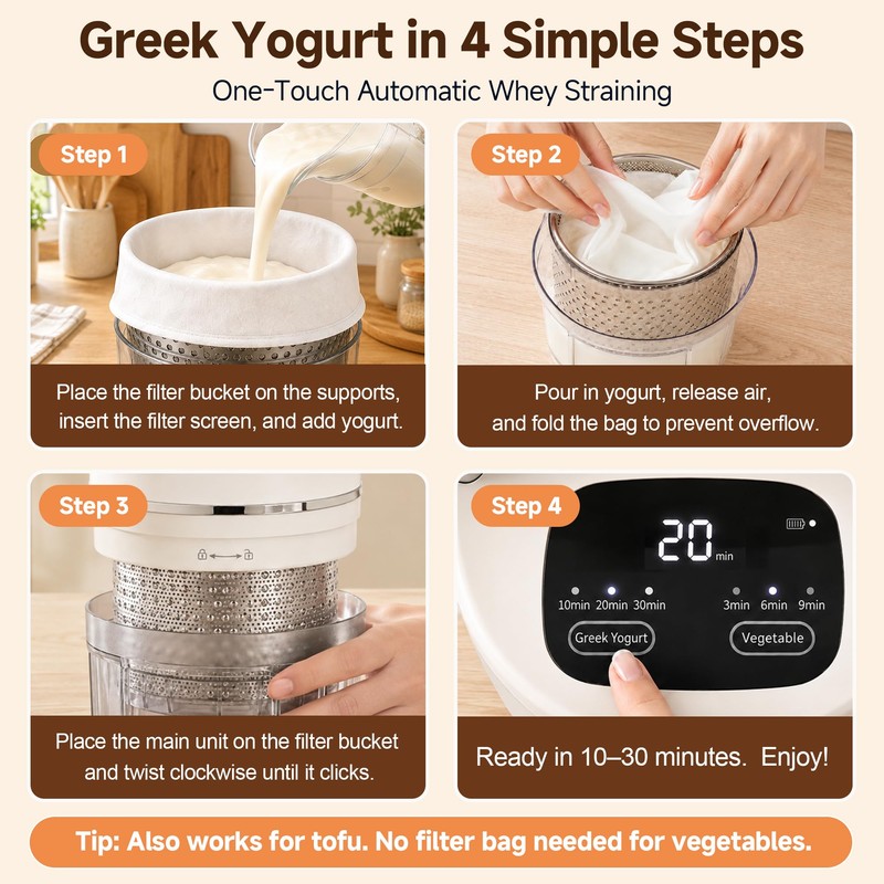 Auto Greek Yogurt Maker for Thick Cheese Yogurt & Homemade