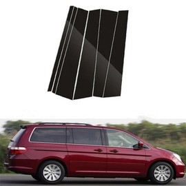 RONTCOS 6pc Gloss Black Door Window Panel Pillar Post Trim Cover for Honda Odyssey 2005 2006 2007 2008 2009 2010