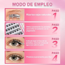 Pestañas Postizas Autoadhesivas, Kit de Pestañas Tipo Cluster Naturales, 98 Piezas, Extensiones DIY Reutilizables con Pinzas y Enchinador de Pestañas, Efecto Natural Sin Pegamento, Racimos Invisibles
