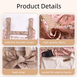 3 Pieces Aprons for Women with Pockets, Floral Kitchen Cooking Aprons,Waterproof Resistant Cotton Apron with Adjustable Strap and Front Pocket for Kids Kitchen,Cooking,Painting,Baking,Server,Barber