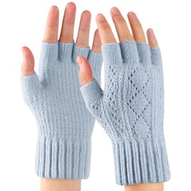 TAGVO Winter Fingerless Gloves for Men Women, Soft Layer Fleece Thermal Kintted Cycling Gloves, Windproof Elastic Ladies Gloves Hand Warmer Gloves Winter Outdoor For Cycling Working Running Typing