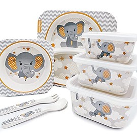 Bamboo Fiber - Kids Super Dining Combo 7pk, Little Elephant