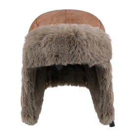 Clakllie Waterproof Aviator Bomber Hats Cold Weather Hunting Trapper Hat Warm Winter Trooper Hat with Earflaps Chin Strap,Camel