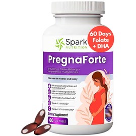 Pregnaforte 1 a Day Prenatal Vitamins for Women 2 Month: Folic Acid, Fish Oil Omega 3 DHA/EPA, D3, B6, B12, C, E, Calcium, Iron, Magnesium, Zinc Supplement eligble multivitamin