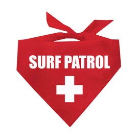 Surf Patrol Dog Bandana | 100% Cotton Adjustable Triangle | Made in USA | Summer | Beach House | Vacation | Travel | Funny Outfit Prop Photoshoot |Red, One Size | (753)