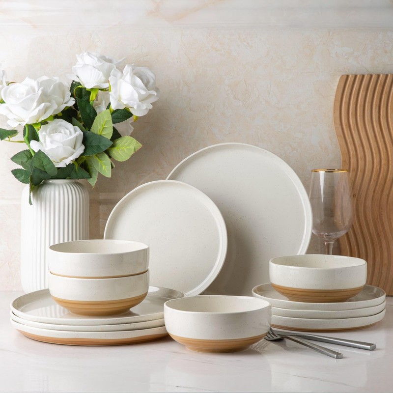 AmorArc Ceramic Dinnerware Sets for 4, 12 Pieces Handpainted Plates