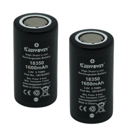 Keeppower Upgrade Capacity 1600mAh IMR 18350 Lithium Rechargaeble Batteries 2 pcs