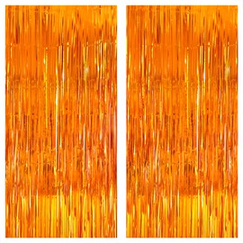 KatchOn, XtraLarge Orange Fringe Backdrop - 6.4x8 Feet, Pack of 2 Orange Backdrop | Orange Party Decorations | Thanksgiving Backdrop for Pumpkin Party Decorations | Thanksgiving Decorations for Door